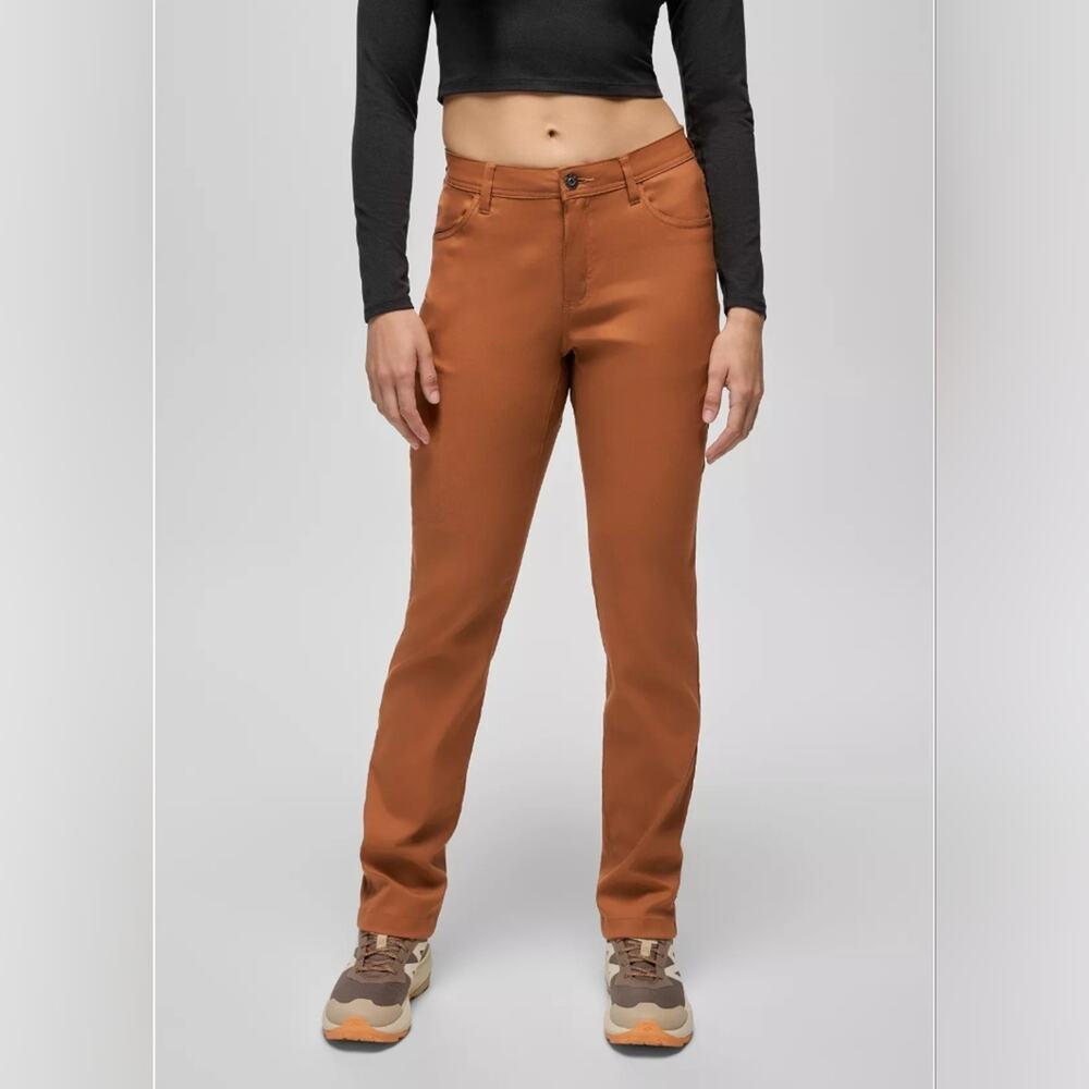 Prana Zion Stretch Vibrant Orange Straight Leg Pants Womens 4 W27 L32